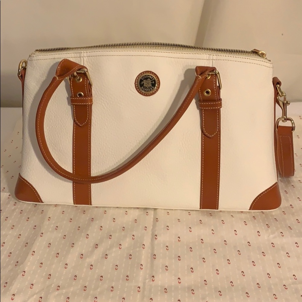 White and Brown Leather Dooney & Bourke Bag